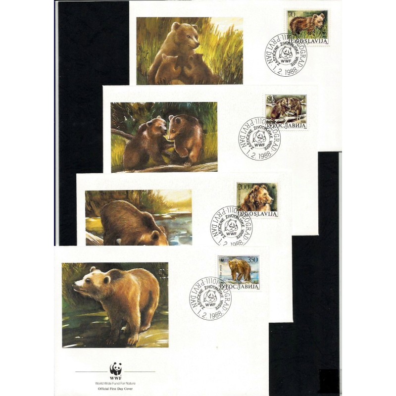 Jugosławia 1988, WWF: niedźwiedź. FDC
