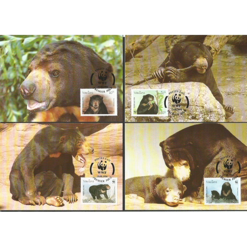 Laos 1994, WWF: niedźwiedź biruang. Karty maksimum