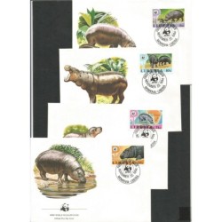 Liberia 1984, WWF: hipopotam. FDC