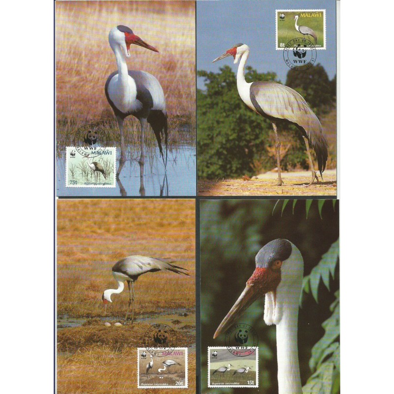 Malawi 1987, WWF: ptak żuraw. Karty maksimum