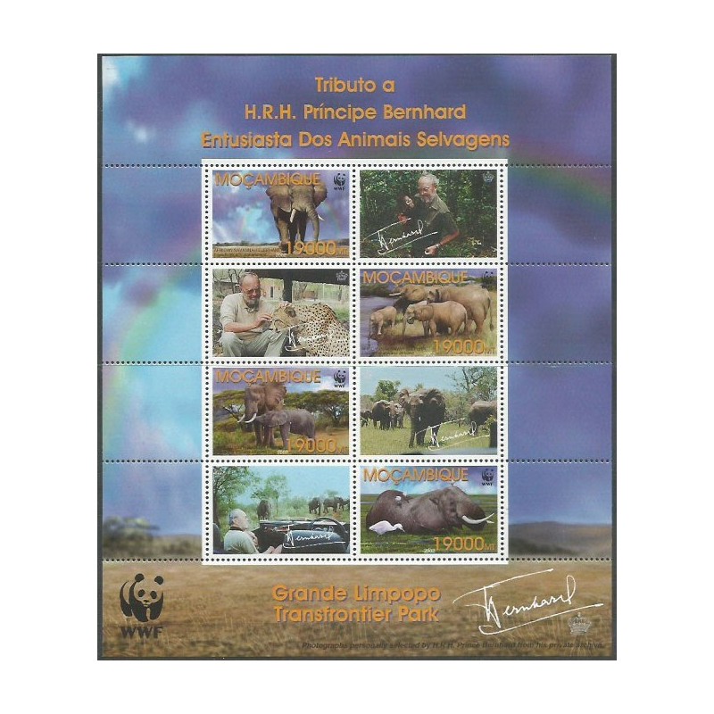 Mozambik 2002, WWF: słonie. Blok **