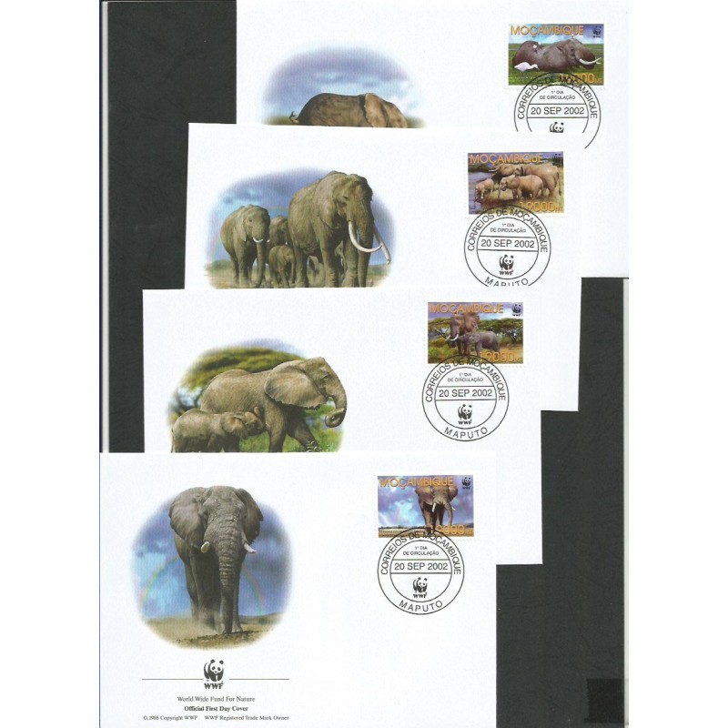 Mozambik 2002, WWF: słonie. FDC