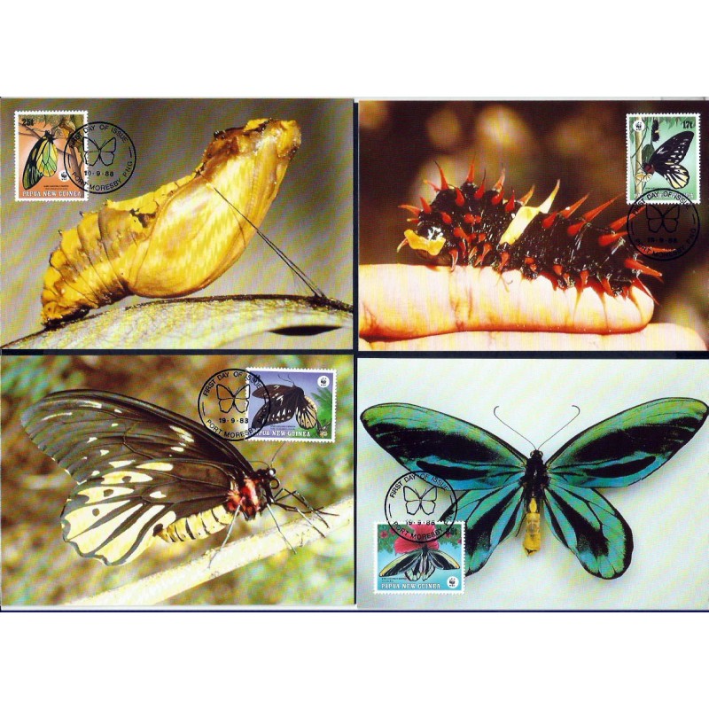 Papua Nowa Gwinea 1988, WWF: motyle. Karty maksimum