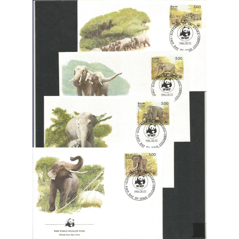 Sri Lanka 1986, WWF: słonie. FDC