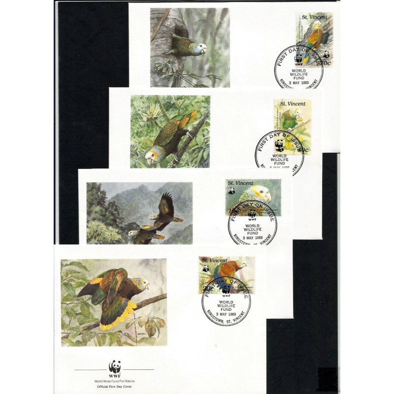 St Vincent 1989, WWF: ptak papuga. FDC