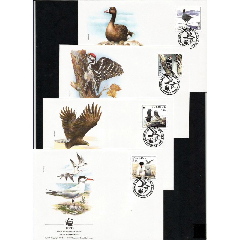 Szwecja 1994, WWF: ptaki. FDC. SŁANIA