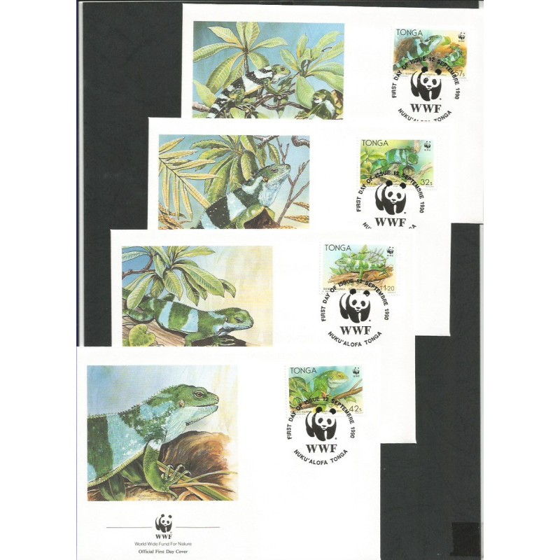 Tonga 1990, WWF: iguana. FDC