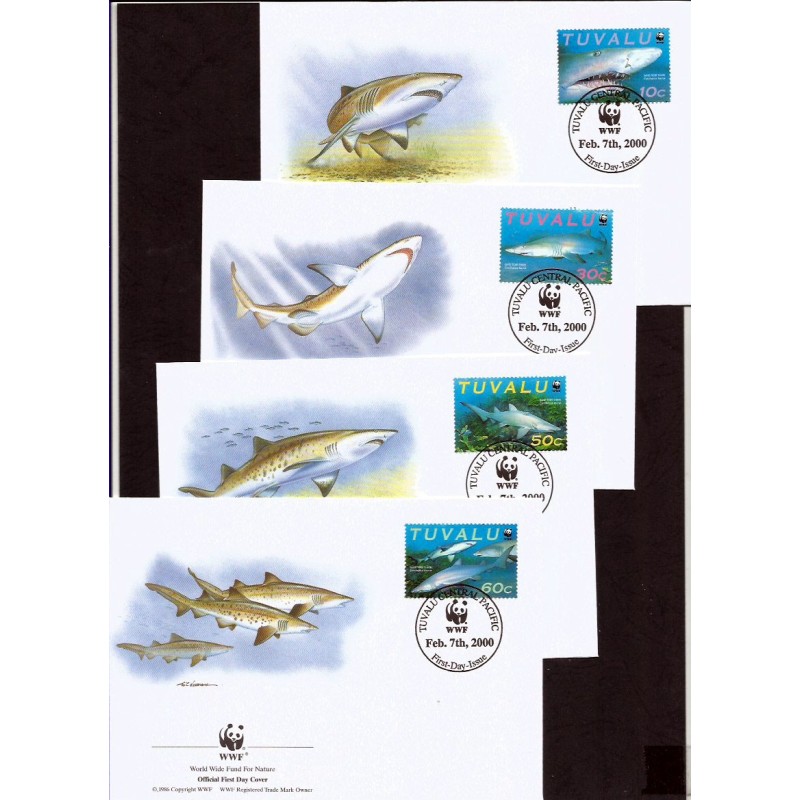 Tuvalu 2000, WWF: ryba, rekin. FDC