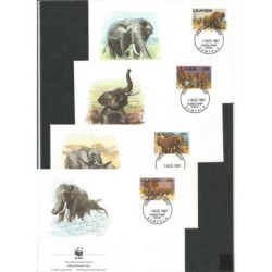 Uganda 1991, WWF: słonie. FDC