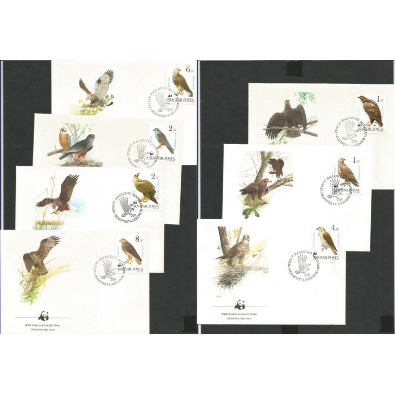 Węgry 1983, WWF: ptaki drapieżne: orzeł, sokół. FDC