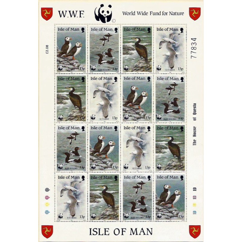 Wyspa Man 1989, WWF: ptaki morskie. Arkusz **