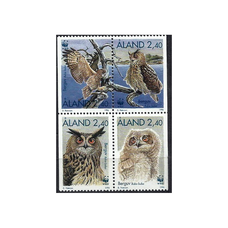 Wyspy Alandzkie 1996, WWF: ptaki: sowy **