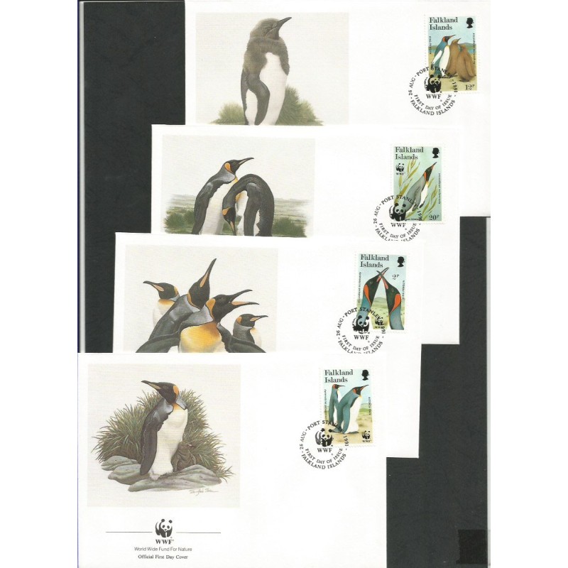Wyspy Falklandzkie 1991, WWF: ptaki pingwiny. FDC