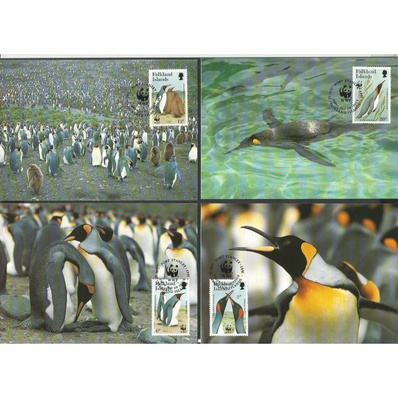 Wyspy Falklandzkie 1991, WWF: ptaki pingwiny. Karty maksimum