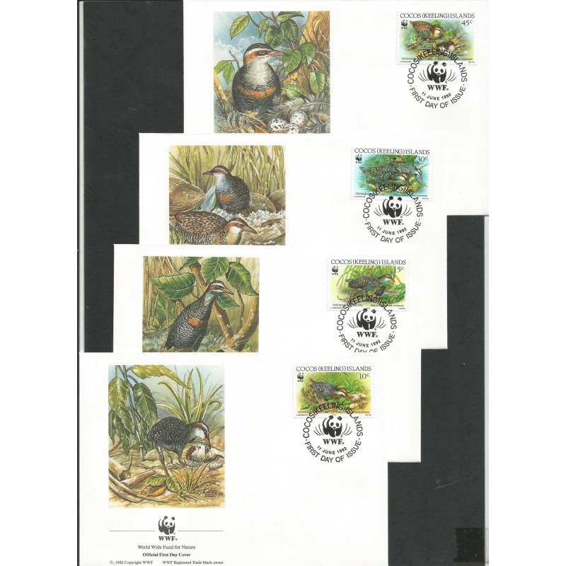 Wyspy Kokosowe 1992, WWF: ptaki. FDC