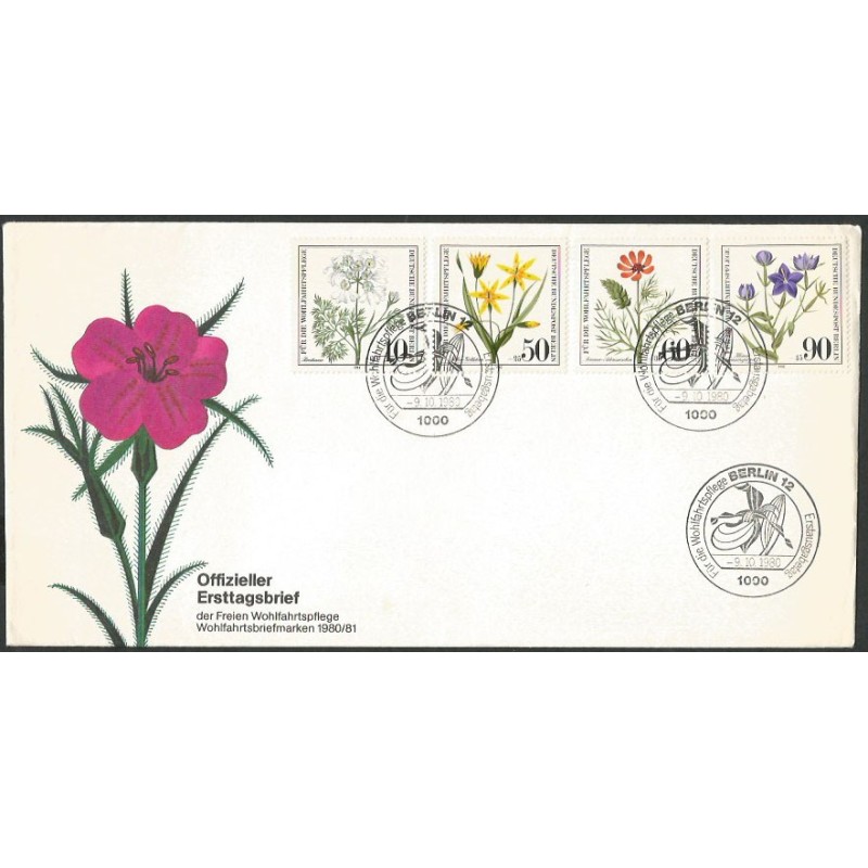 Niemcy 1980, Kwiaty. FDC Czerwony Krzyż