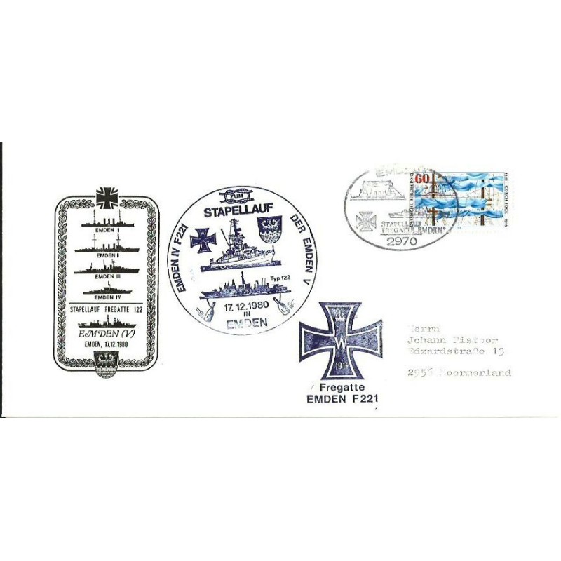 Niemcy 1980, Marynarka wojenna, fregata Emden, wodowanie. Emden