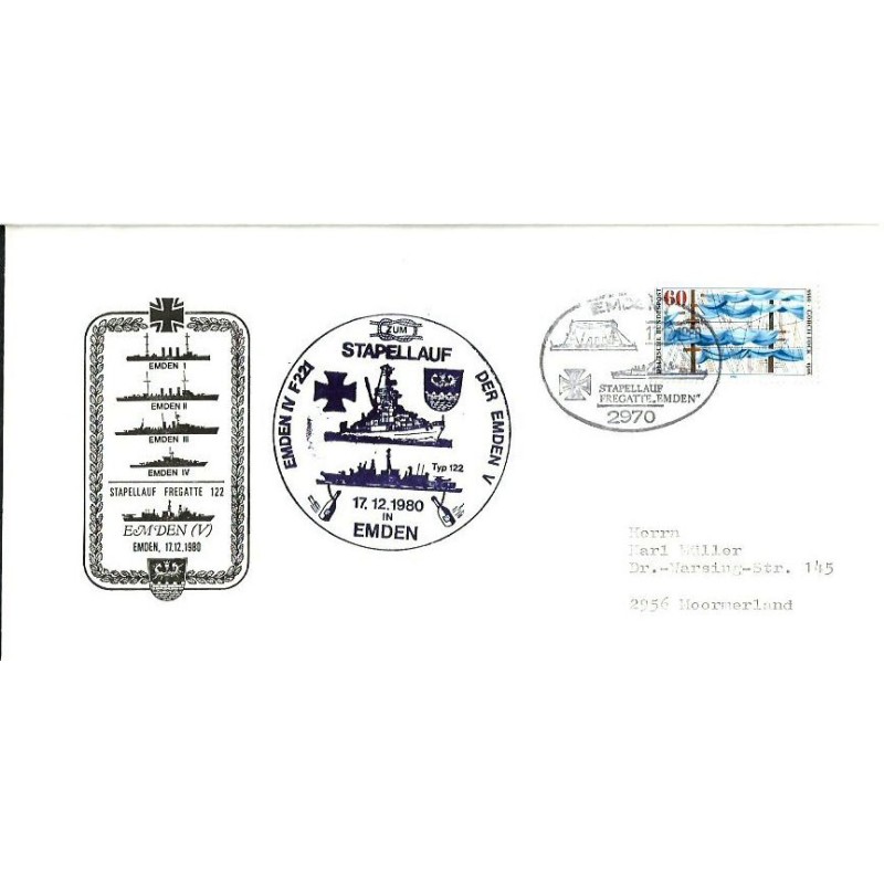 Niemcy 1980, Marynarka wojenna, fregata Emden, wodowanie. Emden