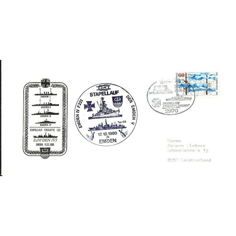 Niemcy 1980, Marynarka wojenna, fregata Emden, wodowanie. Emden