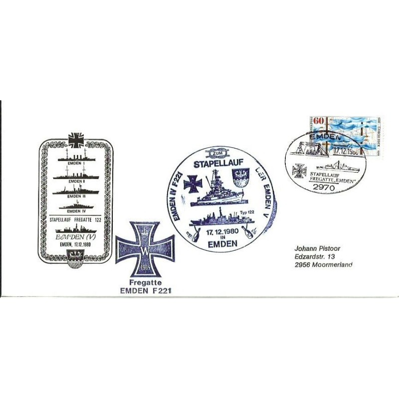Niemcy 1980, Marynarka wojenna, fregata Emden, wodowanie. Emden
