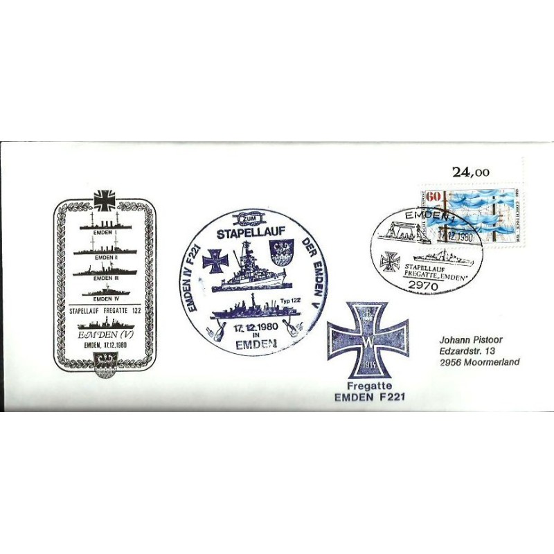 Niemcy 1980, Marynarka wojenna, fregata Emden, wodowanie. Emden