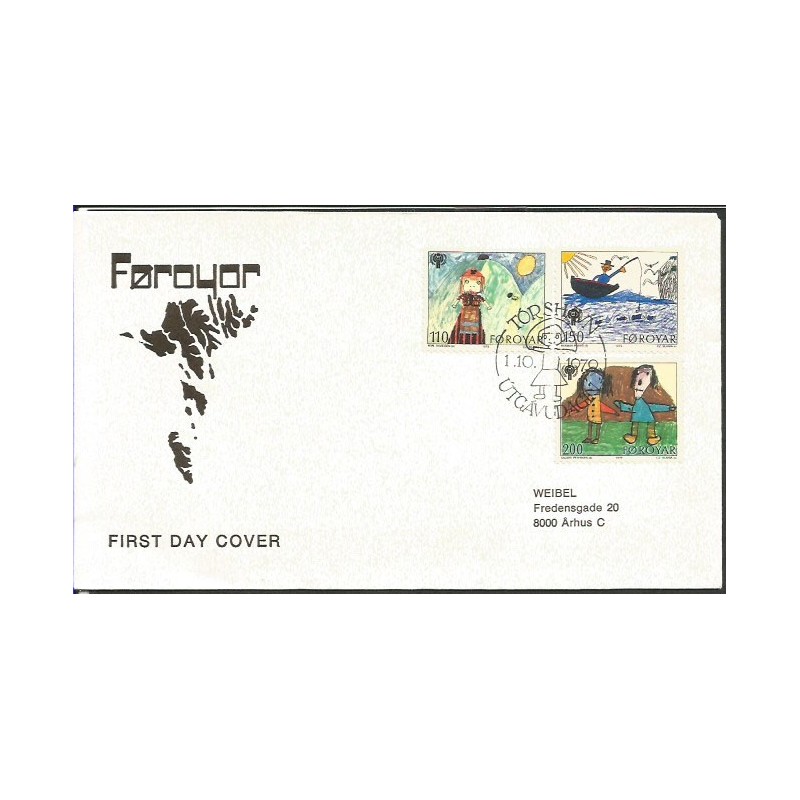 Wyspy Owcze 1979, Dzieci, rysunki, UNICEF. FDC