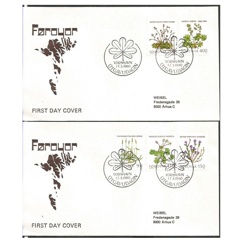 Wyspy Owcze 1980, Kwiaty. 2 FDC