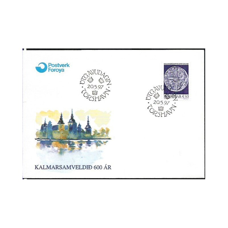 Wyspy Owcze 1997, Unia kalmarska, król Eryk Pomorski. CZ. SŁANIA . FDC