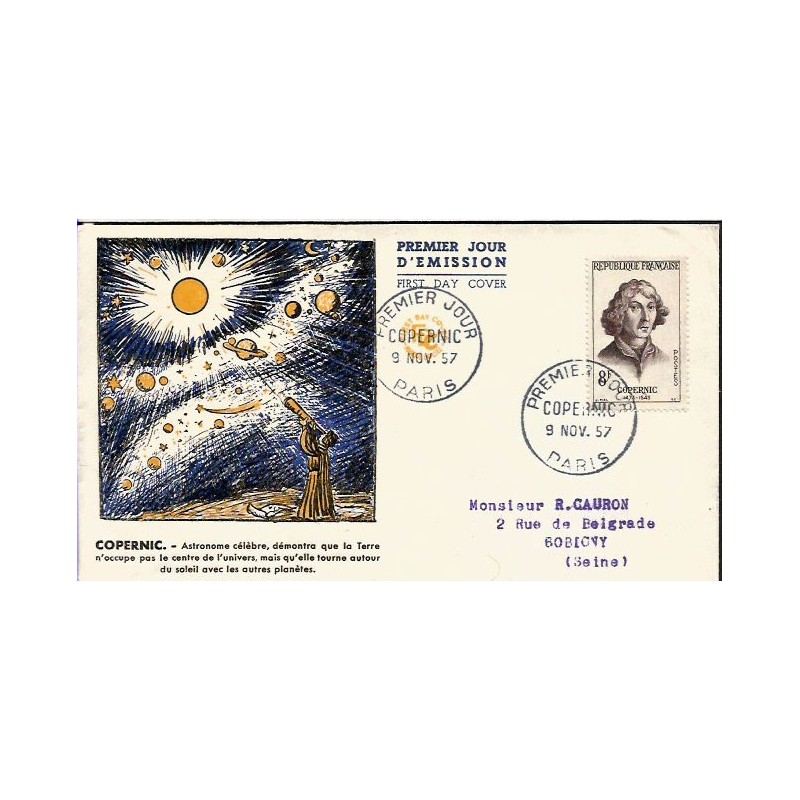 Francja 1957, Astronomia Mikołaj Kopernik. FDC