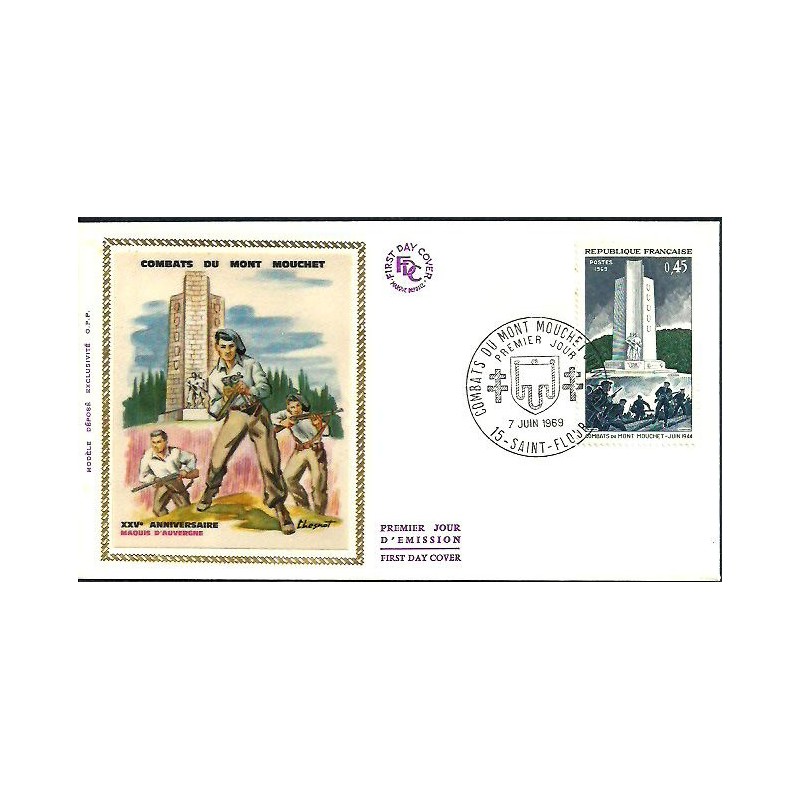 Francja 1969, II wojna, bitwa pod Mont Mouchet. FDC
