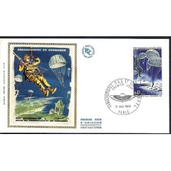 Francja 1969, II wojna, Normandia, spadochron. FDC