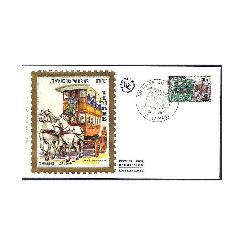 Francja 1969, Tramwaj konny. FDC Le Mans