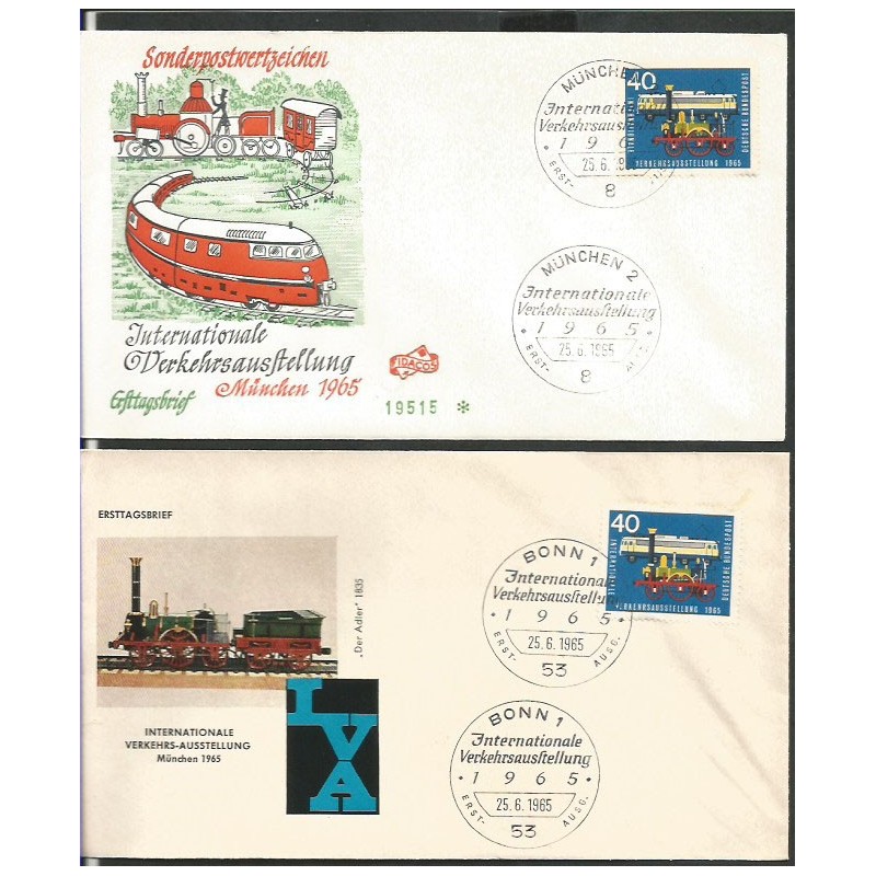 Niemcy 1965, Kolej, lokomotywa. 2 FDC