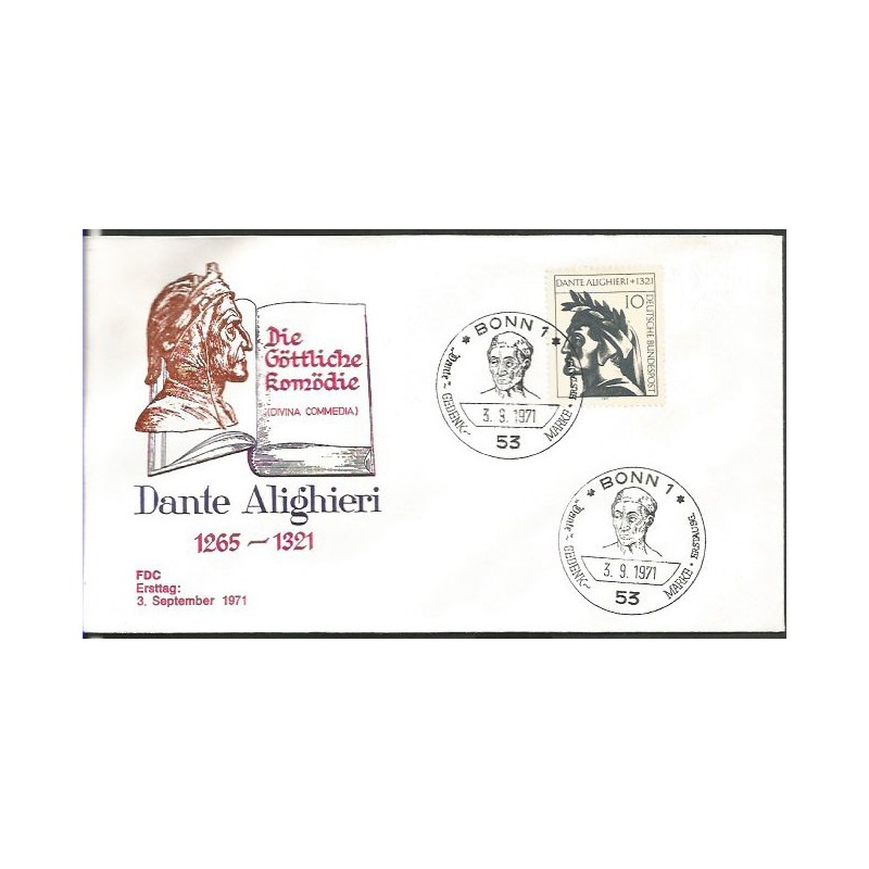 Niemcy 1971, Dante Alighieri, literatura. FDC