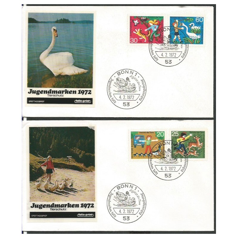 Niemcy 1972, Ochrona przyrody, ptaki, fauna. FDC
