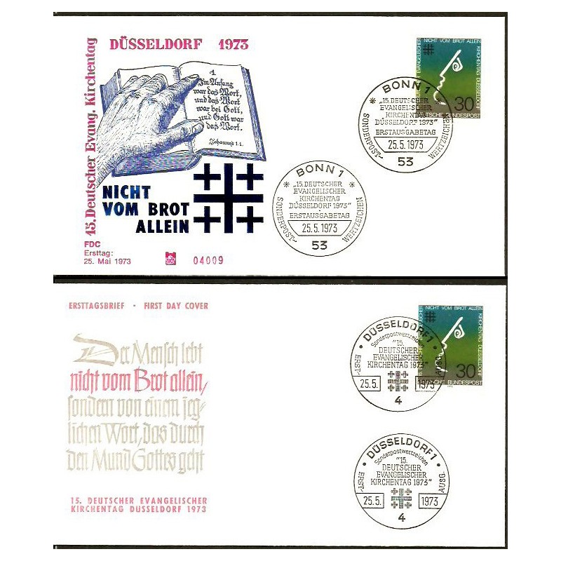 Niemcy 1973, Ewangelicy, reformacja, religia. 2 FDC