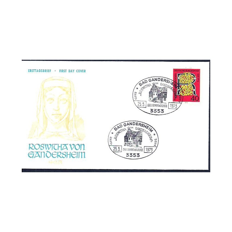 Niemcy 1973, Hrotsvitha z Gandersheim, religia, poezja. FDC