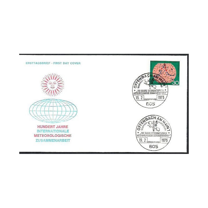 Niemcy 1973, Meteorologia, pogoda, mapa. FDC