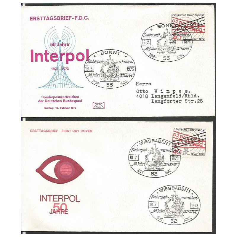 Niemcy 1973, Policja, interpol. 2 FDC