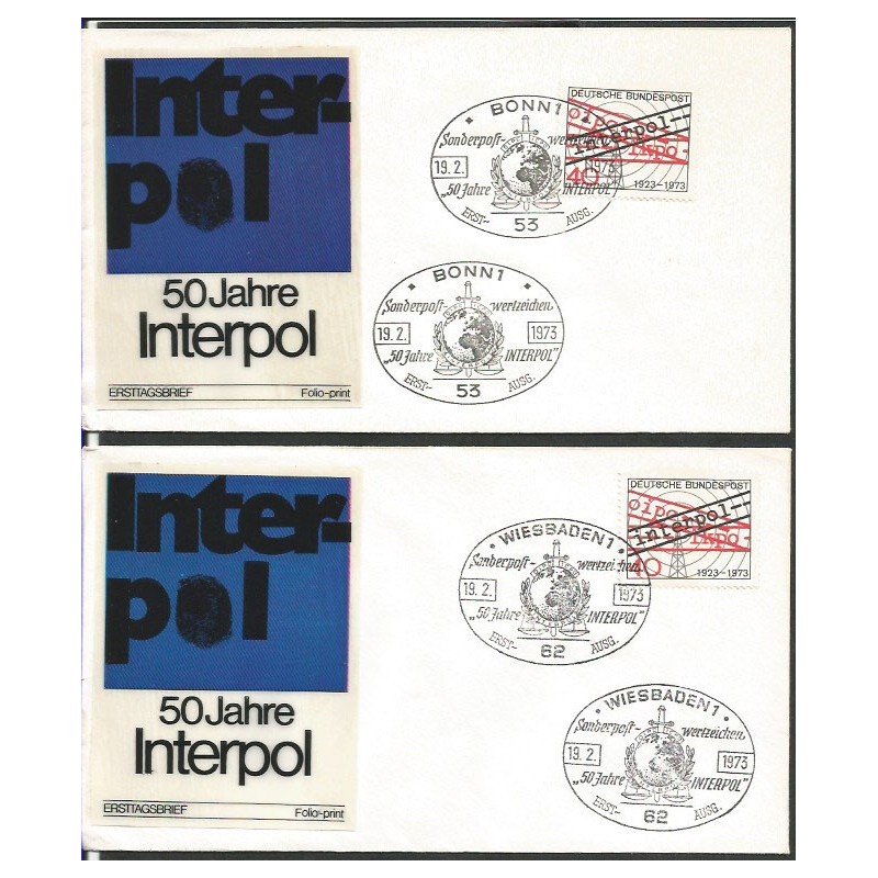 Niemcy 1973, Policja, interpol. 2 FDC
