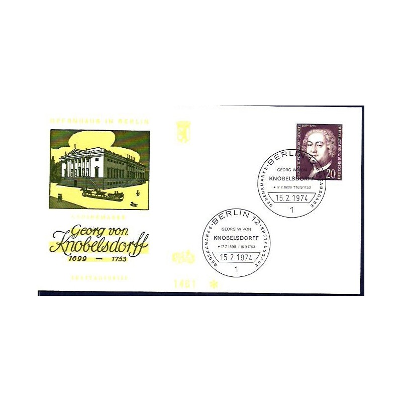 Niemcy 1974, Georg von Knobelsdorff, architektura. FDC