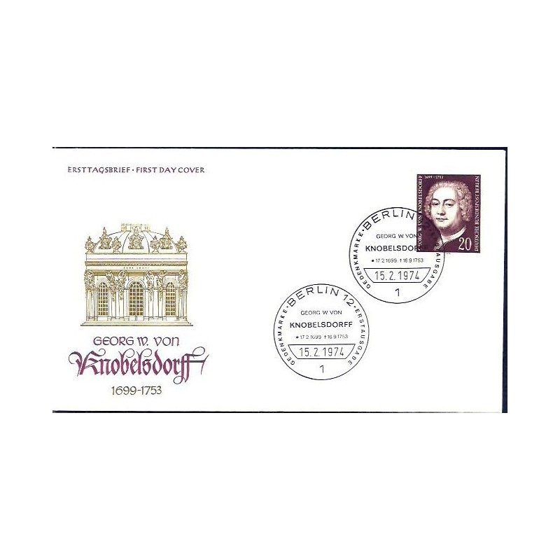 Niemcy 1974, Georg von Knobelsdorff, architektura. FDC