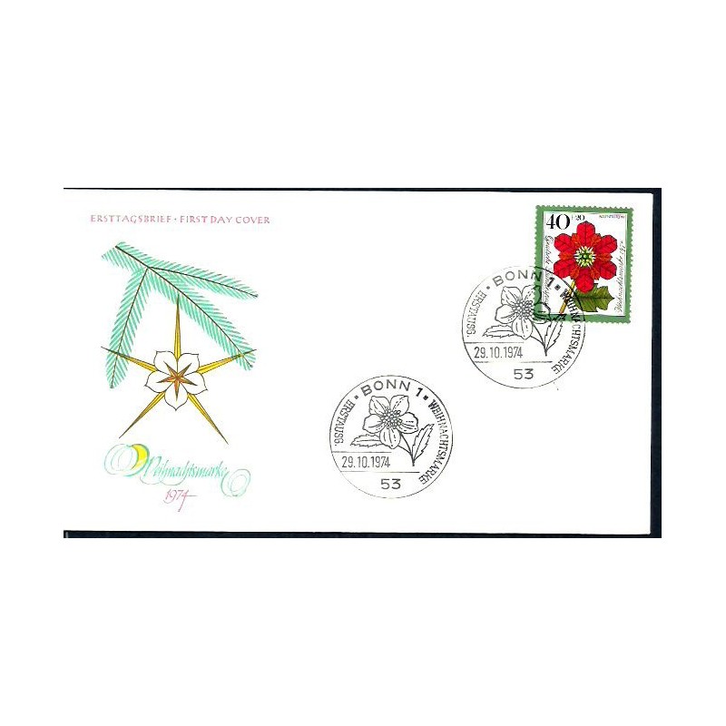Niemcy 1974, Kwiaty, Boże Narodzenie. FDC