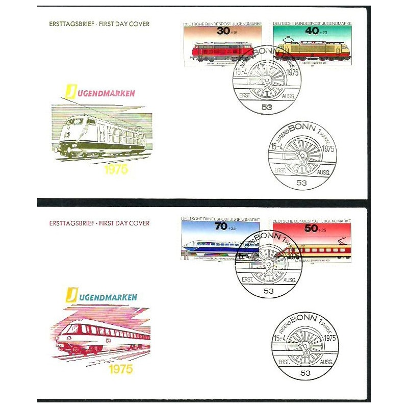 Niemcy 1975, Kolej, pociągi. FDC
