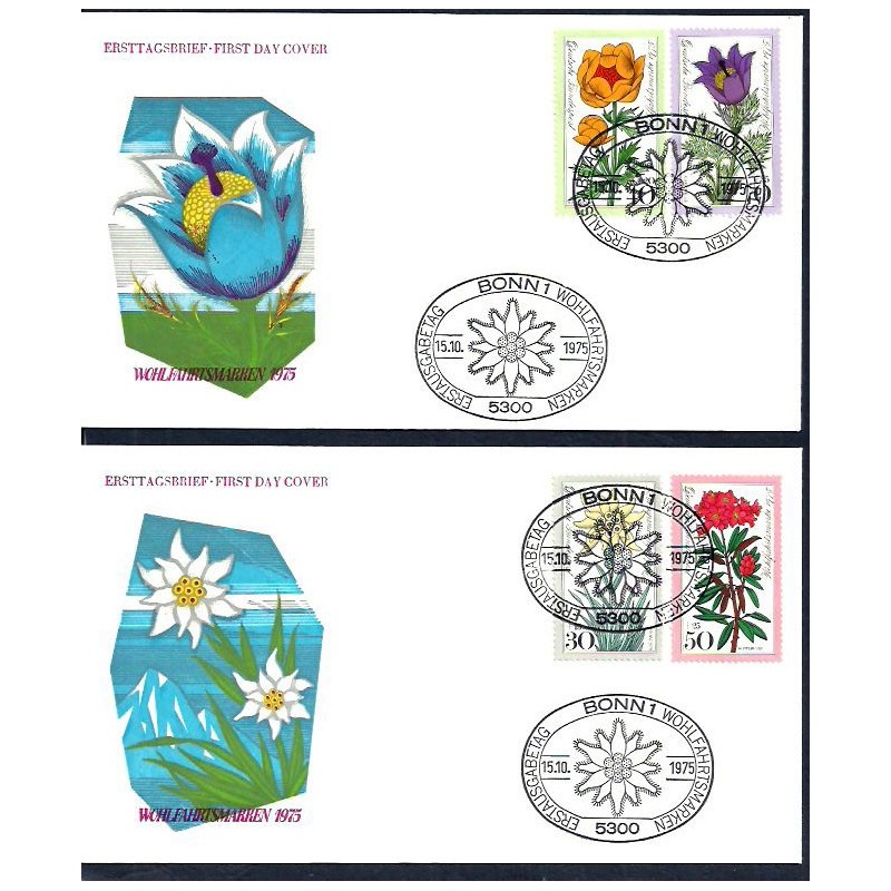 Niemcy 1975, Kwiaty. 2 FDC