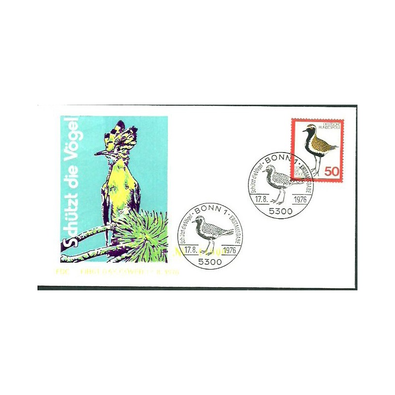 Niemcy 1976, Fauna, ptak siewka. FDC