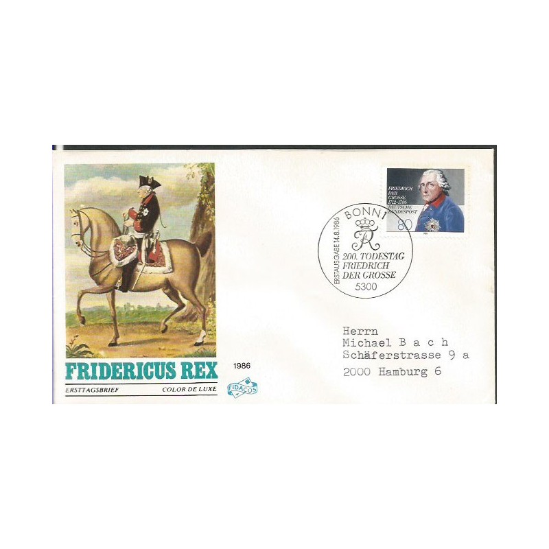 Niemcy 1986, Król Fryderyk Wielki. FDC.