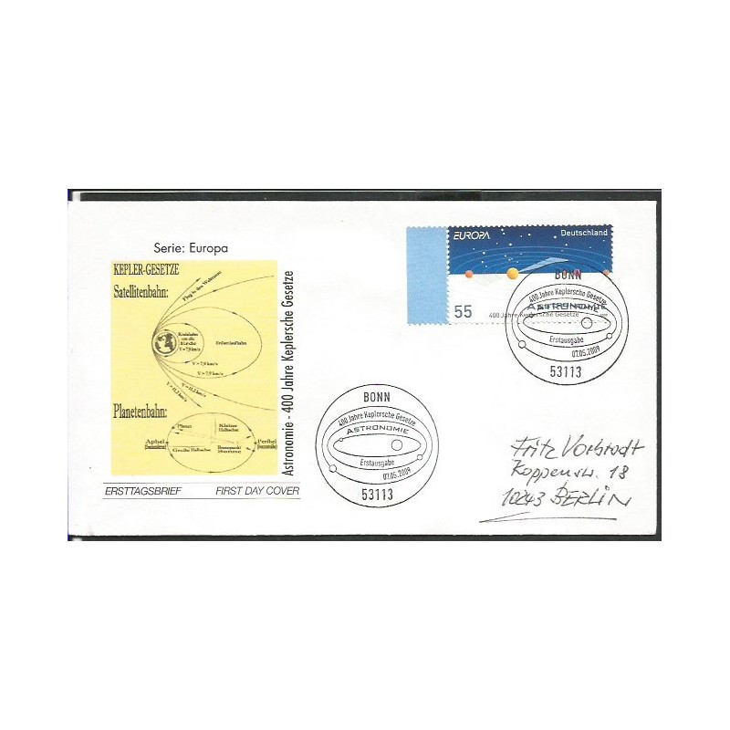 Niemcy 2009, J. Kepler, astronomia. FDC Berlin