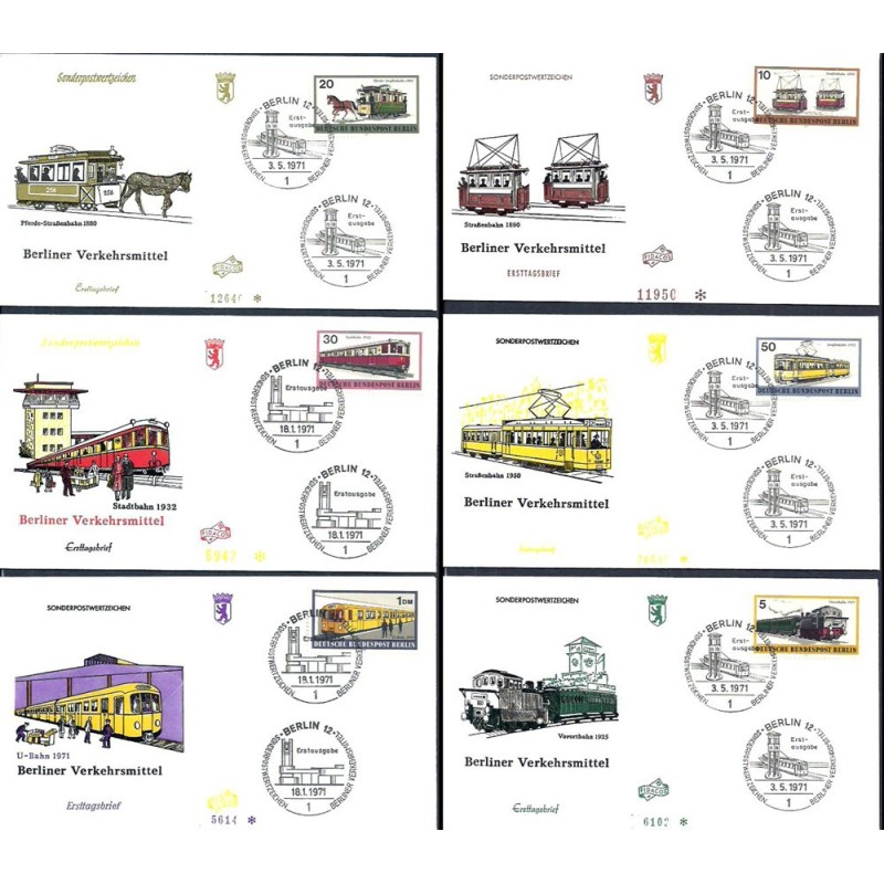 Niemcy Berlin 1971, Kolej, pociągi tramwaje. FDC