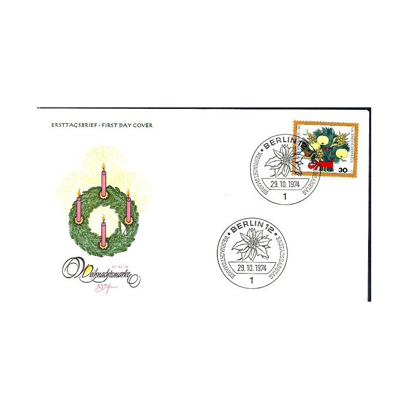 Niemcy Berlin 1974, Kwiaty, Boże Narodzenie. FDC